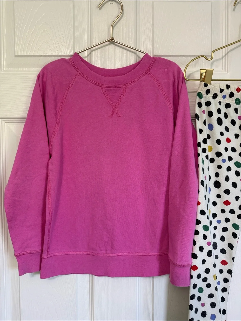 Hanna Andersson Bright Pink Pullover with White Polka Dot Leggings Set